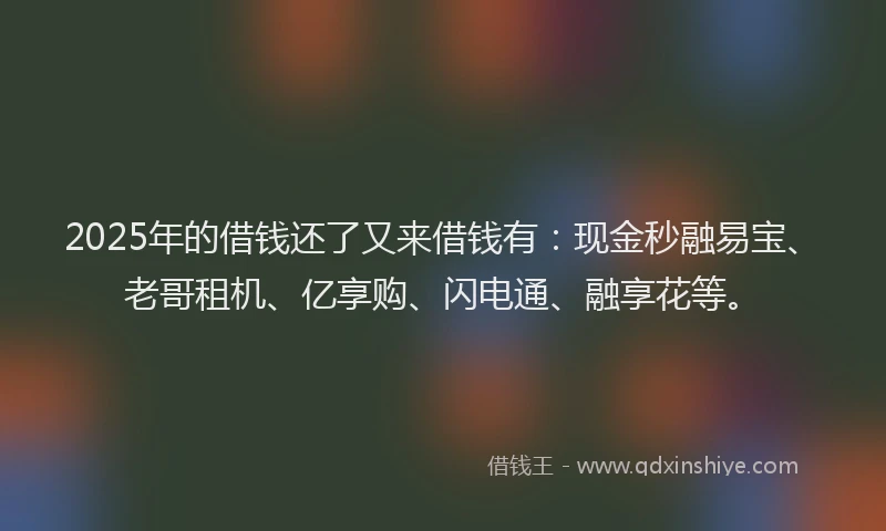 2025年的借钱还了又来借钱有：现金秒融易宝、老哥租机、亿享购、闪电通、融享花等。