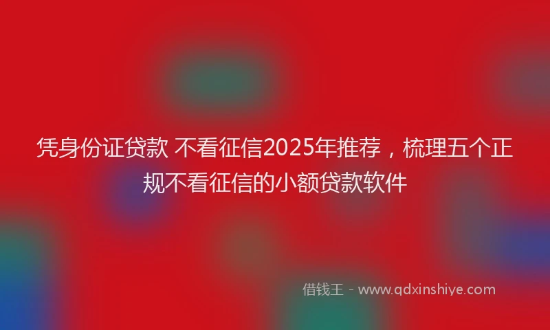 凭身份证贷款 不看征信2025年推荐，梳理五个正规不看征信的小额贷款软件