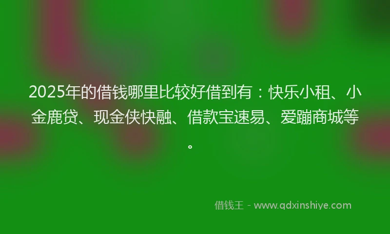 2025年的借钱哪里比较好借到有：快乐小租、小金鹿贷、现金侠快融、借款宝速易、爱蹦商城等。