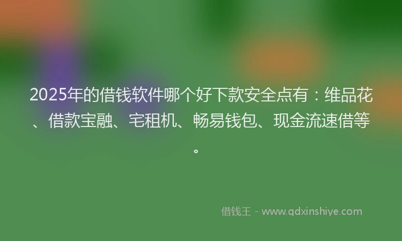 2025年的借钱软件哪个好下款安全点有：维品花、借款宝融、宅租机、畅易钱包、现金流速借等。