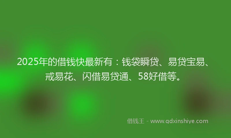 2025年的借钱快最新有：钱袋瞬贷、易贷宝易、戒易花、闪借易贷通、58好借等。