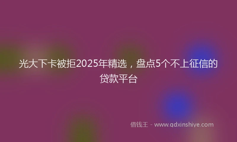 光大下卡被拒2025年精选，盘点5个不上征信的贷款平台