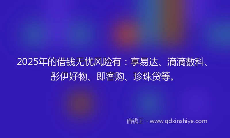 2025年的借钱无忧风险有：享易达、滴滴数科、彤伊好物、即客购、珍珠贷等。