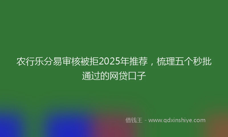 农行乐分易审核被拒2025年推荐，梳理五个秒批通过的网贷口子
