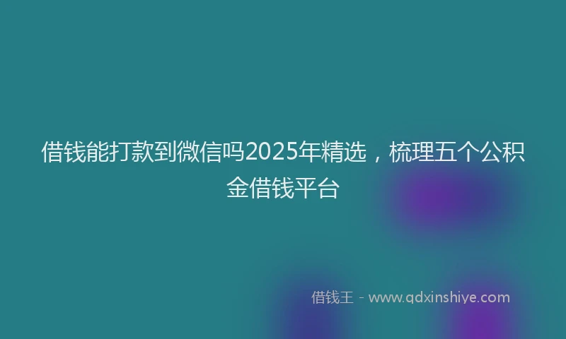 借钱能打款到微信吗2025年精选，梳理五个公积金借钱平台