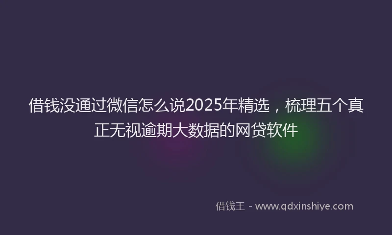 借钱没通过微信怎么说2025年精选，梳理五个真正无视逾期大数据的网贷软件