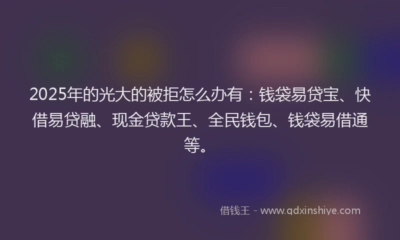 2025年的光大的被拒怎么办有：钱袋易贷宝、快借易贷融、现金贷款王、全民钱包、钱袋易借通等。