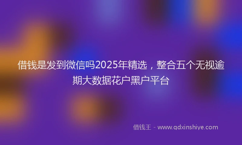 借钱是发到微信吗2025年精选，整合五个无视逾期大数据花户黑户平台