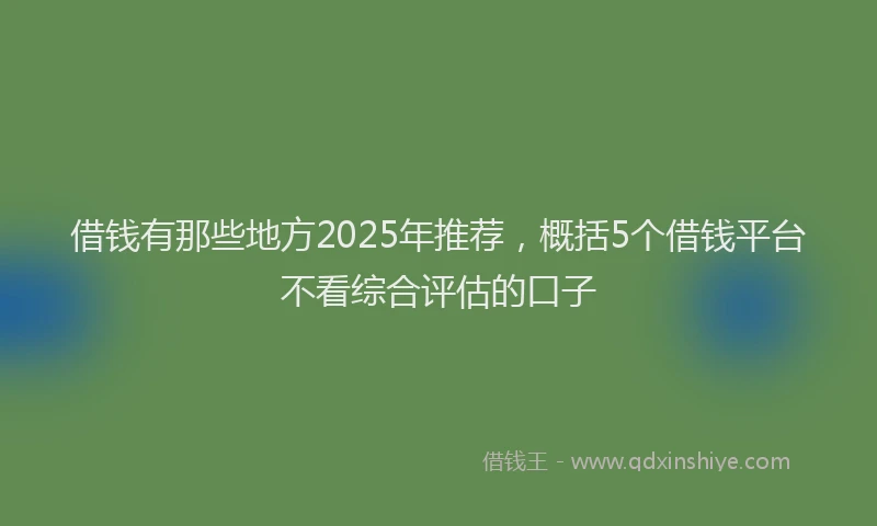 借钱有那些地方2025年推荐，概括5个借钱平台不看综合评估的口子