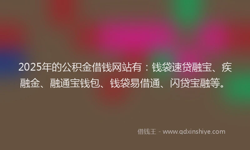 2025年的公积金借钱网站有：钱袋速贷融宝、疾融金、融通宝钱包、钱袋易借通、闪贷宝融等。