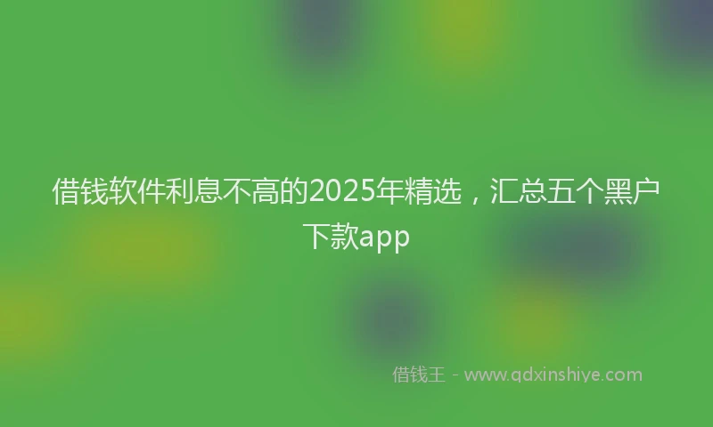借钱软件利息不高的2025年精选，汇总五个黑户下款app