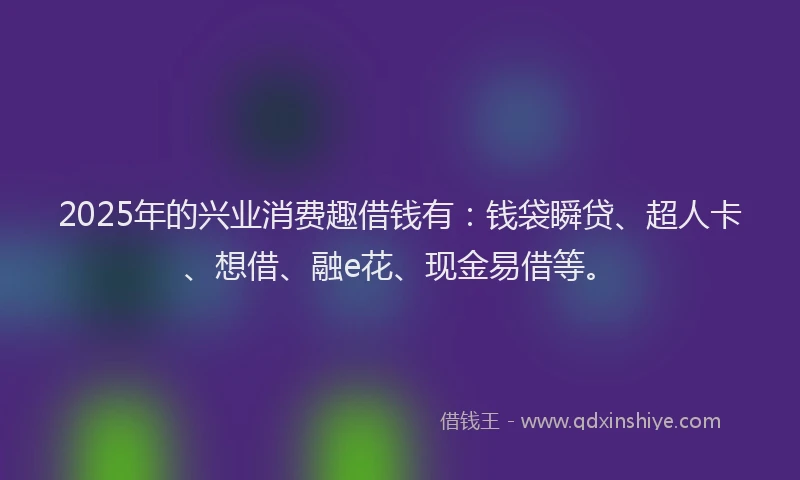 2025年的兴业消费趣借钱有：钱袋瞬贷、超人卡、想借、融e花、现金易借等。