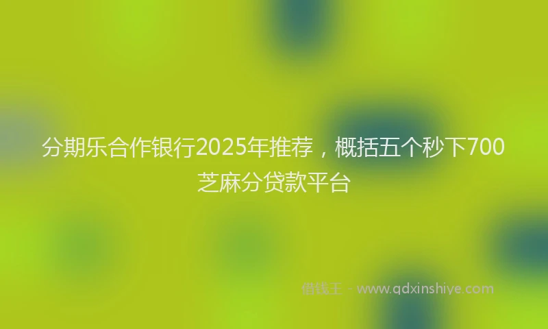 分期乐合作银行2025年推荐，概括五个秒下700芝麻分贷款平台