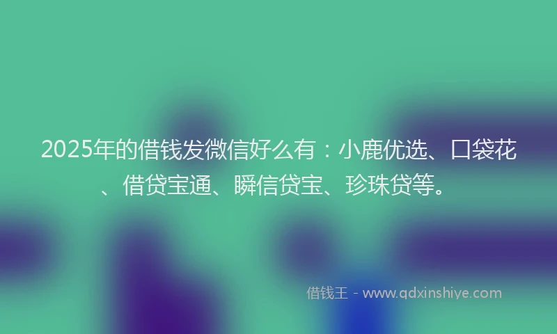 2025年的借钱发微信好么有：小鹿优选、口袋花、借贷宝通、瞬信贷宝、珍珠贷等。