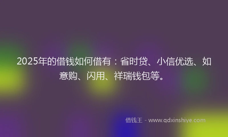 2025年的借钱如何借有：省时贷、小信优选、如意购、闪用、祥瑞钱包等。
