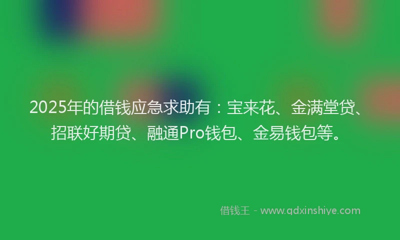2025年的借钱应急求助有：宝来花、金满堂贷、招联好期贷、融通Pro钱包、金易钱包等。