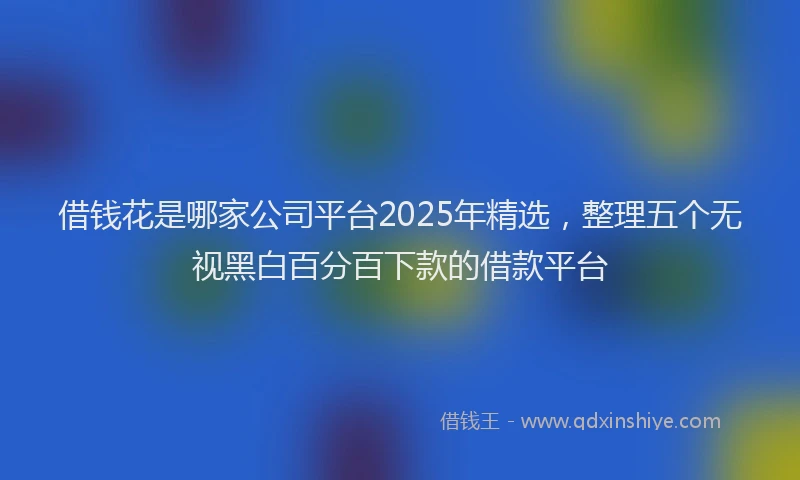 借钱花是哪家公司平台2025年精选，整理五个无视黑白百分百下款的借款平台