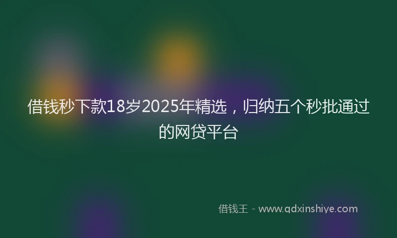借钱秒下款18岁2025年精选，归纳五个秒批通过的网贷平台