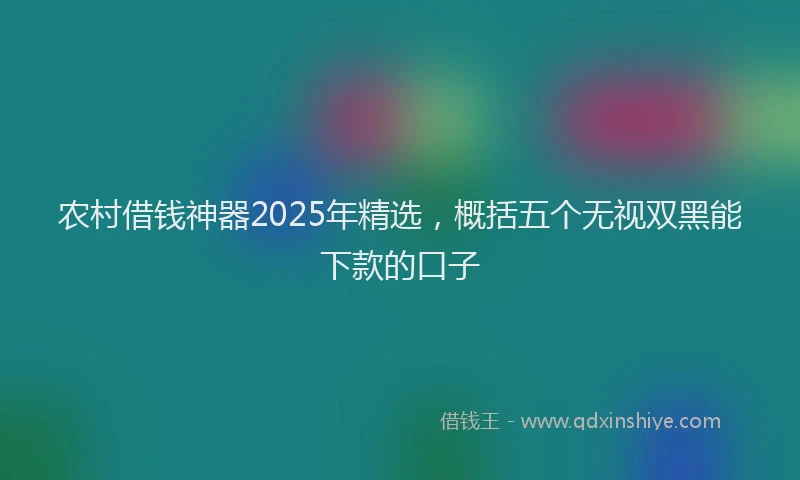 农村借钱神器2025年精选，概括五个无视双黑能下款的口子