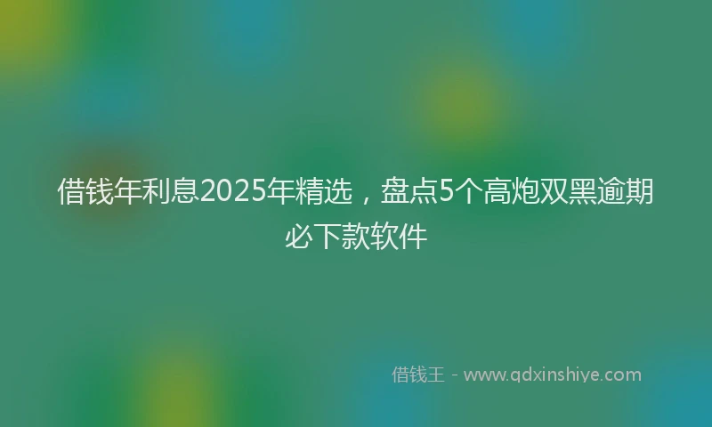 借钱年利息2025年精选，盘点5个高炮双黑逾期必下款软件