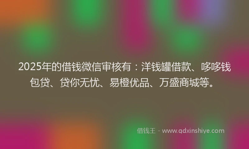 2025年的借钱微信审核有：洋钱罐借款、哆哆钱包贷、贷你无忧、易橙优品、万盛商城等。