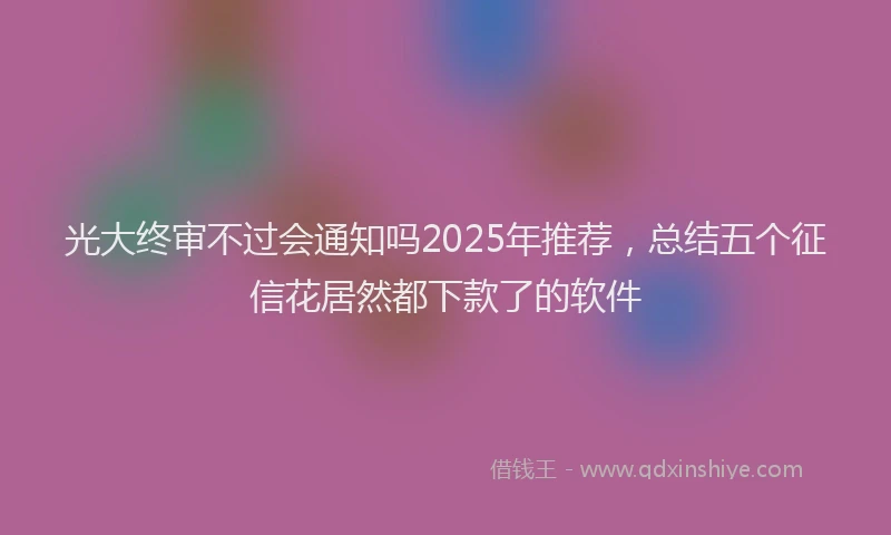 光大终审不过会通知吗2025年推荐，总结五个征信花居然都下款了的软件