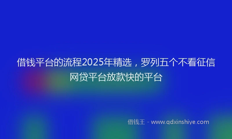 借钱平台的流程2025年精选，罗列五个不看征信网贷平台放款快的平台