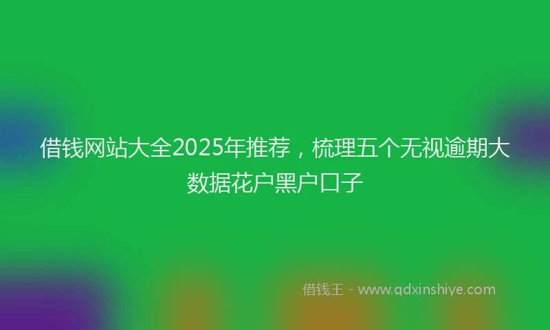 借钱网站大全2025年推荐，梳理五个无视逾期大数据花户黑户口子