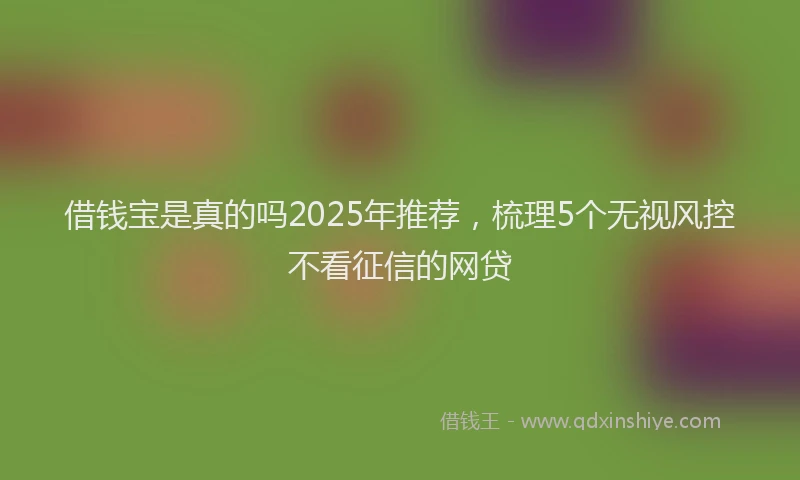 借钱宝是真的吗2025年推荐，梳理5个无视风控不看征信的网贷