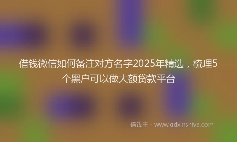 借钱微信如何备注对方名字2025年精选，梳理5个黑户可以做大额贷款平台