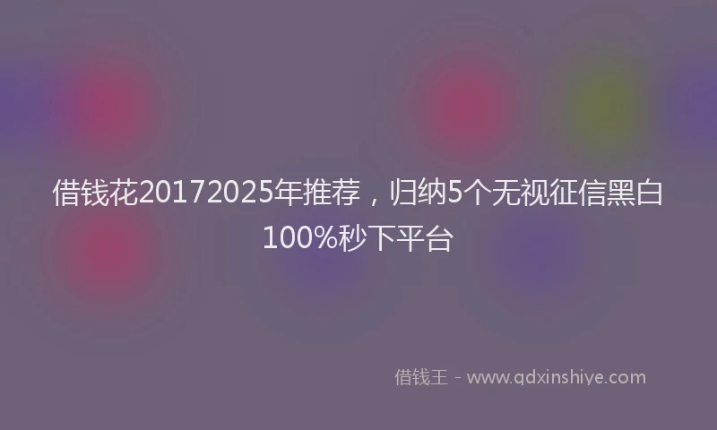 借钱花20172025年推荐，归纳5个无视征信黑白100%秒下平台