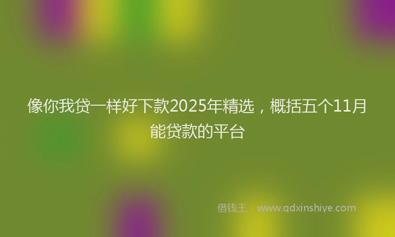 像你我贷一样好下款2025年精选，概括五个11月能贷款的平台