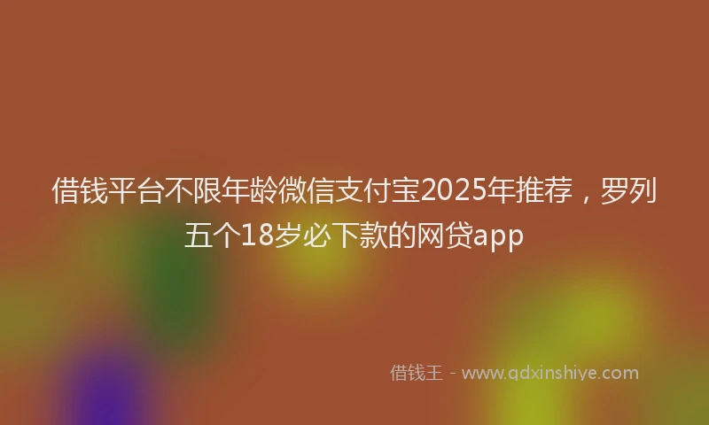 借钱平台不限年龄微信支付宝2025年推荐，罗列五个18岁必下款的网贷app