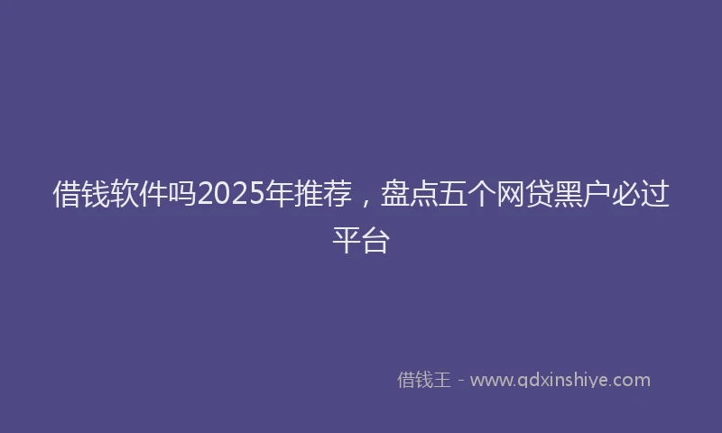 借钱软件吗2025年推荐，盘点五个网贷黑户必过平台