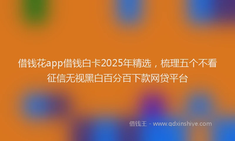 借钱花app借钱白卡2025年精选，梳理五个不看征信无视黑白百分百下款网贷平台
