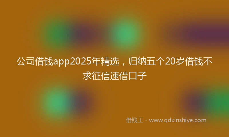 公司借钱app2025年精选，归纳五个20岁借钱不求征信速借口子