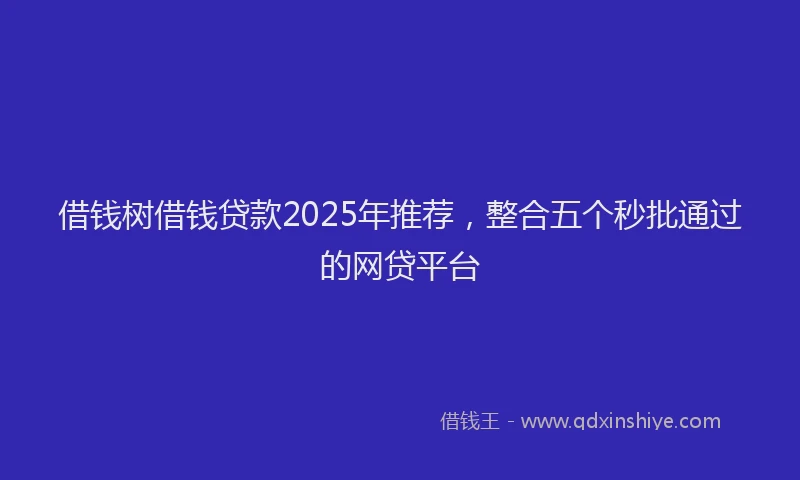 借钱树借钱贷款2025年推荐，整合五个秒批通过的网贷平台