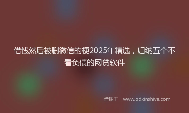 借钱然后被删微信的梗2025年精选，归纳五个不看负债的网贷软件