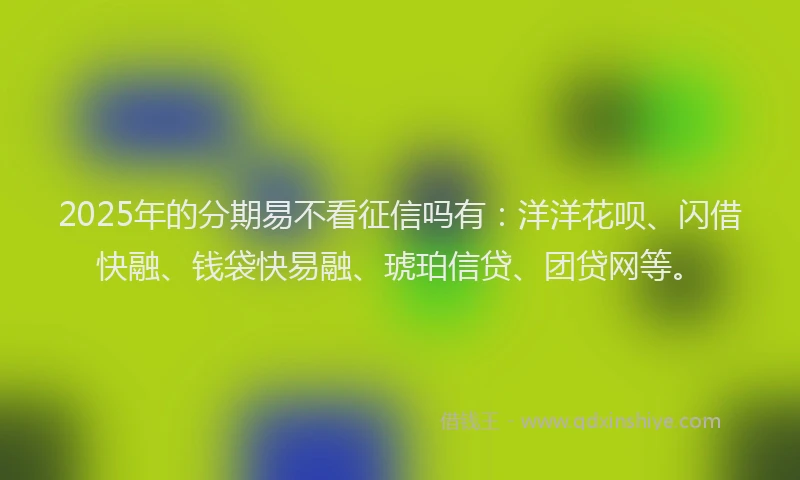 2025年的分期易不看征信吗有：洋洋花呗、闪借快融、钱袋快易融、琥珀信贷、团贷网等。