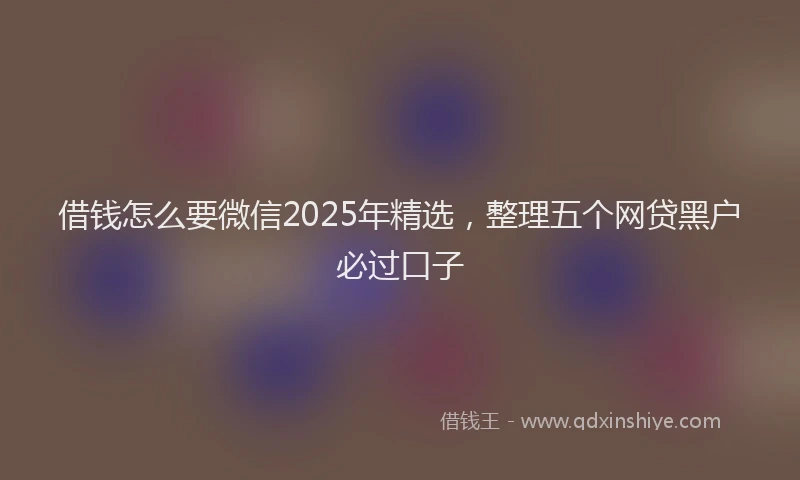 借钱怎么要微信2025年精选，整理五个网贷黑户必过口子