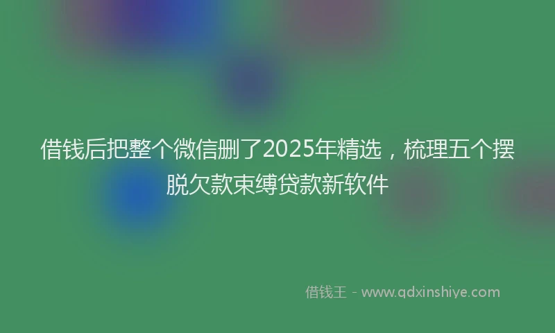 借钱后把整个微信删了2025年精选，梳理五个摆脱欠款束缚贷款新软件