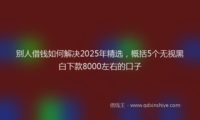 别人借钱如何解决2025年精选，概括5个无视黑白下款8000左右的口子