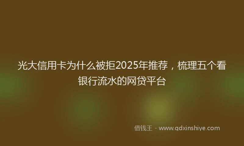 光大信用卡为什么被拒2025年推荐，梳理五个看银行流水的网贷平台