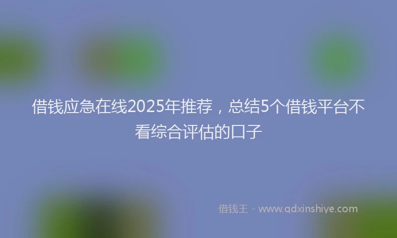 借钱应急在线2025年推荐，总结5个借钱平台不看综合评估的口子