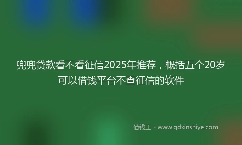 兜兜贷款看不看征信2025年推荐，概括五个20岁可以借钱平台不查征信的软件