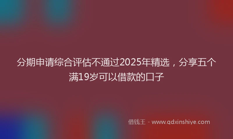分期申请综合评估不通过2025年精选，分享五个满19岁可以借款的口子