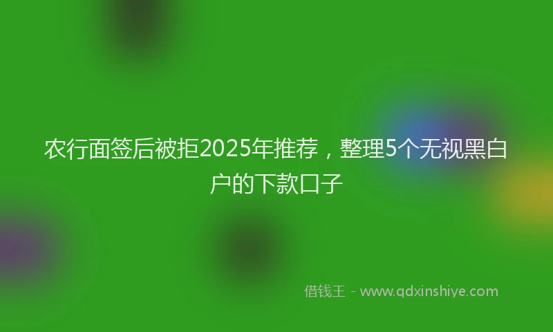 农行面签后被拒2025年推荐，整理5个无视黑白户的下款口子