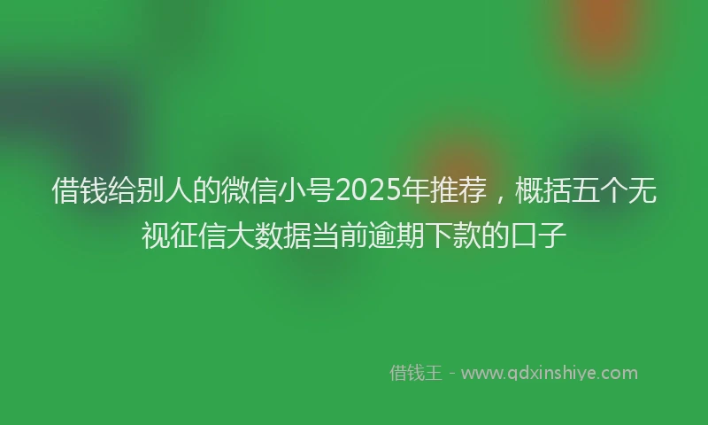 借钱给别人的微信小号2025年推荐，概括五个无视征信大数据当前逾期下款的口子