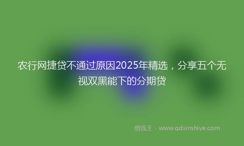 农行网捷贷不通过原因2025年精选，分享五个无视双黑能下的分期贷