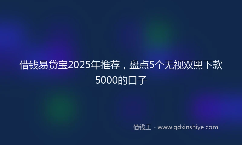 借钱易贷宝2025年推荐，盘点5个无视双黑下款5000的口子